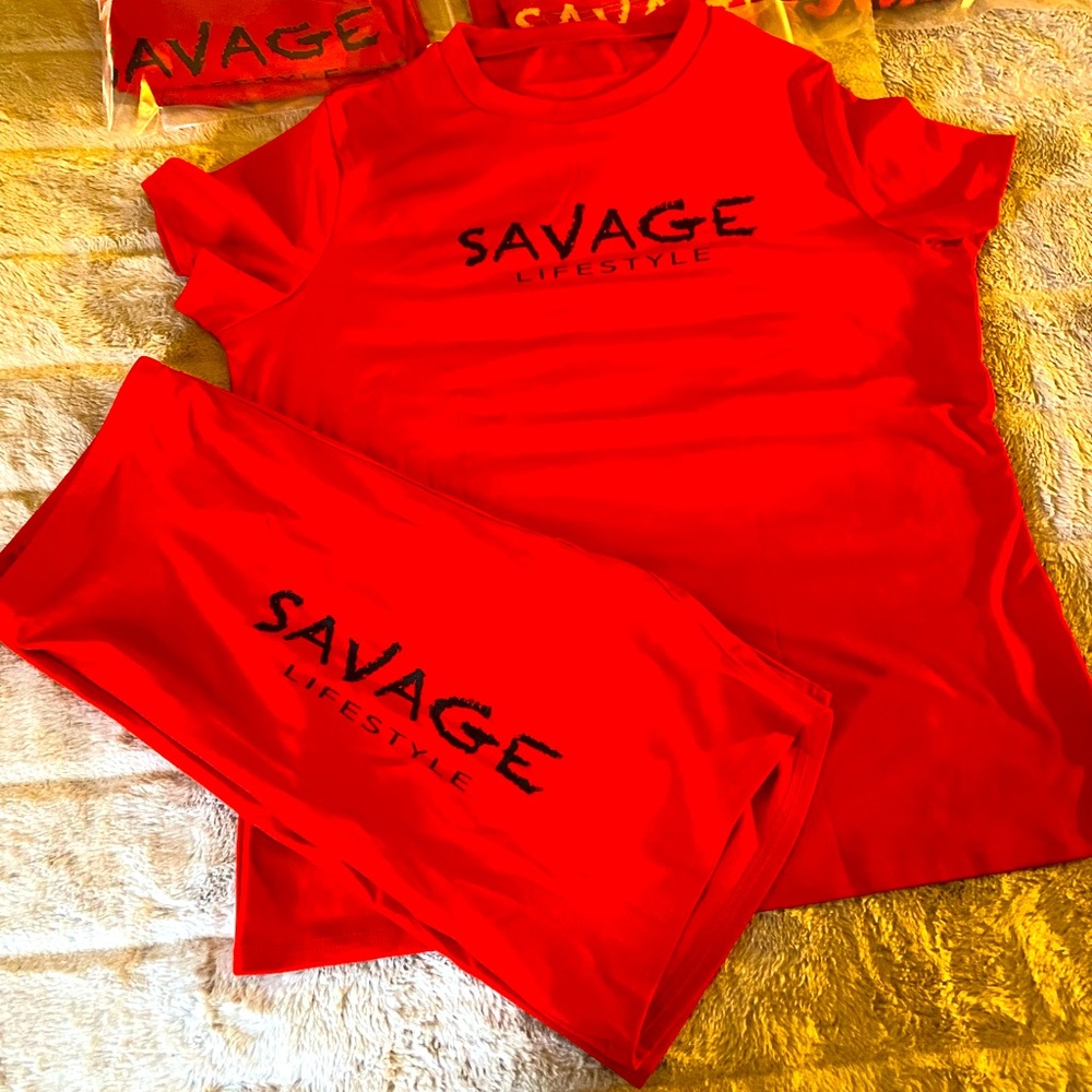 RED SPANDEX BIKER SET
